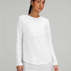 Lululemon Love Modal Fleece Long Sleeve Shirt/ White/ Size 8